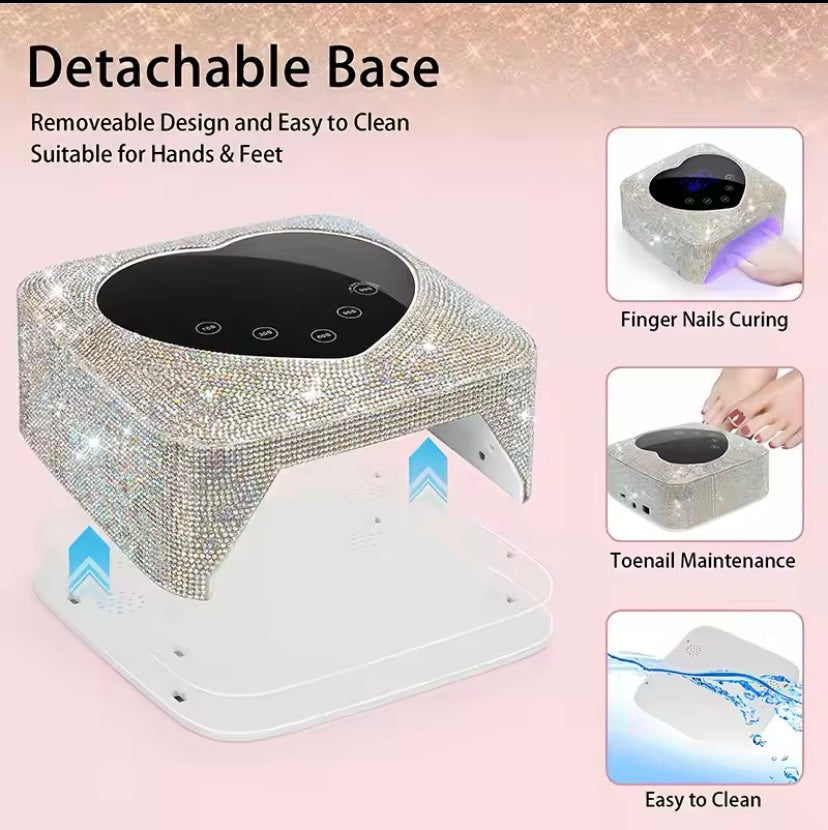 Rechargeable UV LED Nail Lamp, Wireless UV Light for Rhinestone Nails, Heart Shape, Manicure, Pedicure Machine, Nail Tools, 72W