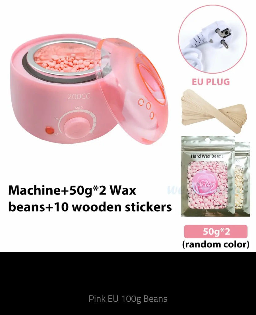 200cc Wax Warmer Hair Removal Machine for Hand Body Hair Removal Spa Paraffin Wax Pot + Wood Sticks + Wax Beans 