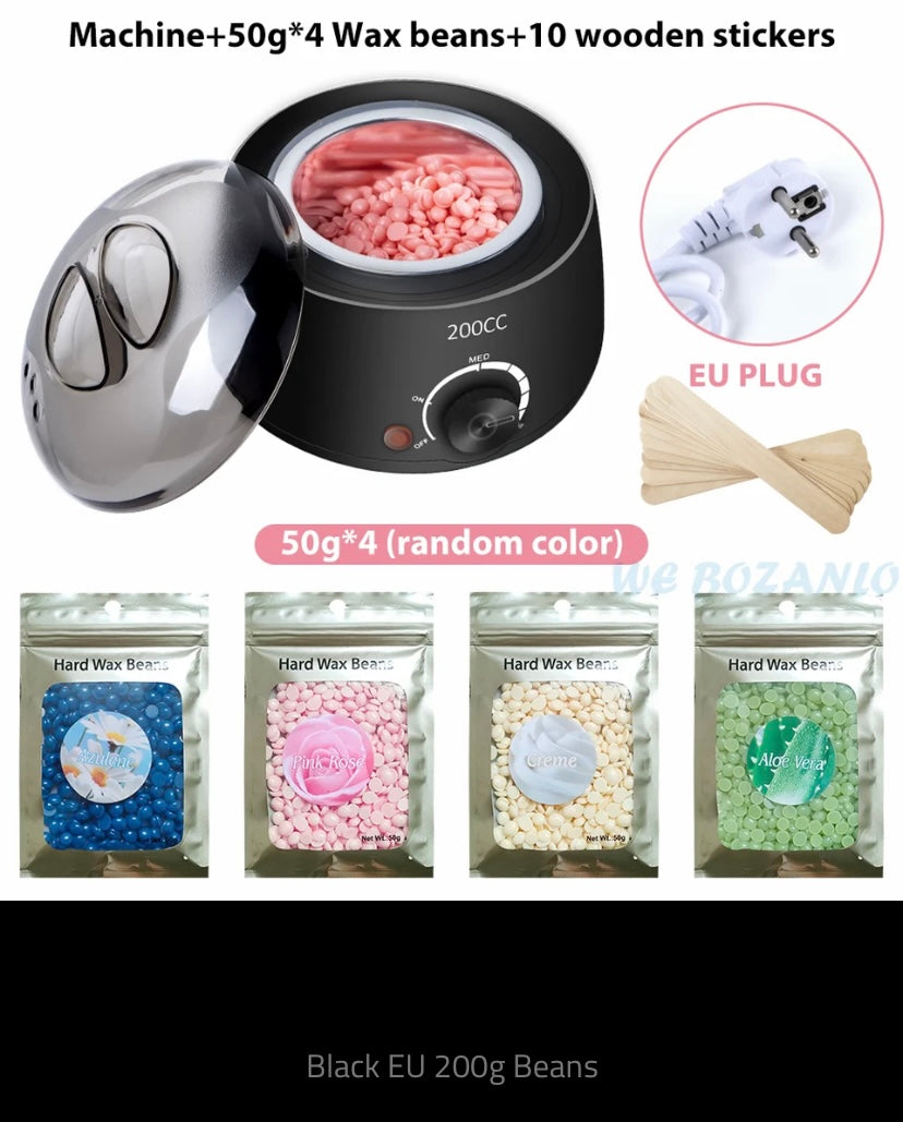 200cc Wax Warmer Hair Removal Machine for Hand Body Hair Removal Spa Paraffin Wax Pot + Wood Sticks + Wax Beans 