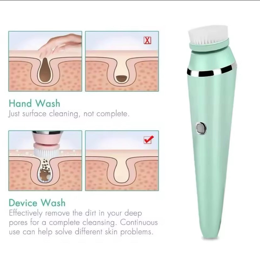 Wasserdichte elektrische Gesichtsreinigungsbürste, wiederaufladbares Gesichtsreinigungswerkzeug, Porenreiniger, Hautmaschine, Sonic Rotate 4 in 1