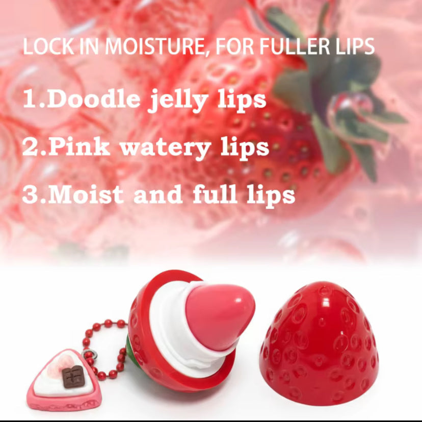 🍓 Erdbeer Lippenbalsam – 4 Farben (Zufällige Auswahl) | Intensive Feuchtigkeit & Schutz vor Rissen