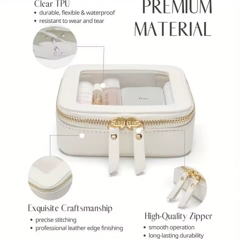 Hochwertige Kosmetiktasche mit transparentem Fenster – multifunktional für Make-up, Accessoires & Schmuck