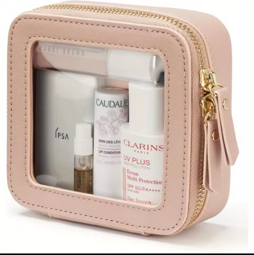 Hochwertige Kosmetiktasche mit transparentem Fenster – multifunktional für Make-up, Accessoires & Schmuck