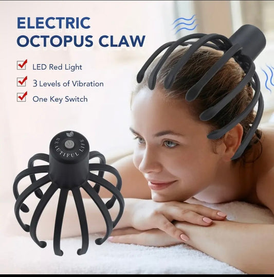 Electric Head Massager with Three Gears 12 TPE Massage Grippers Head Massage Rechargeable USB Device 