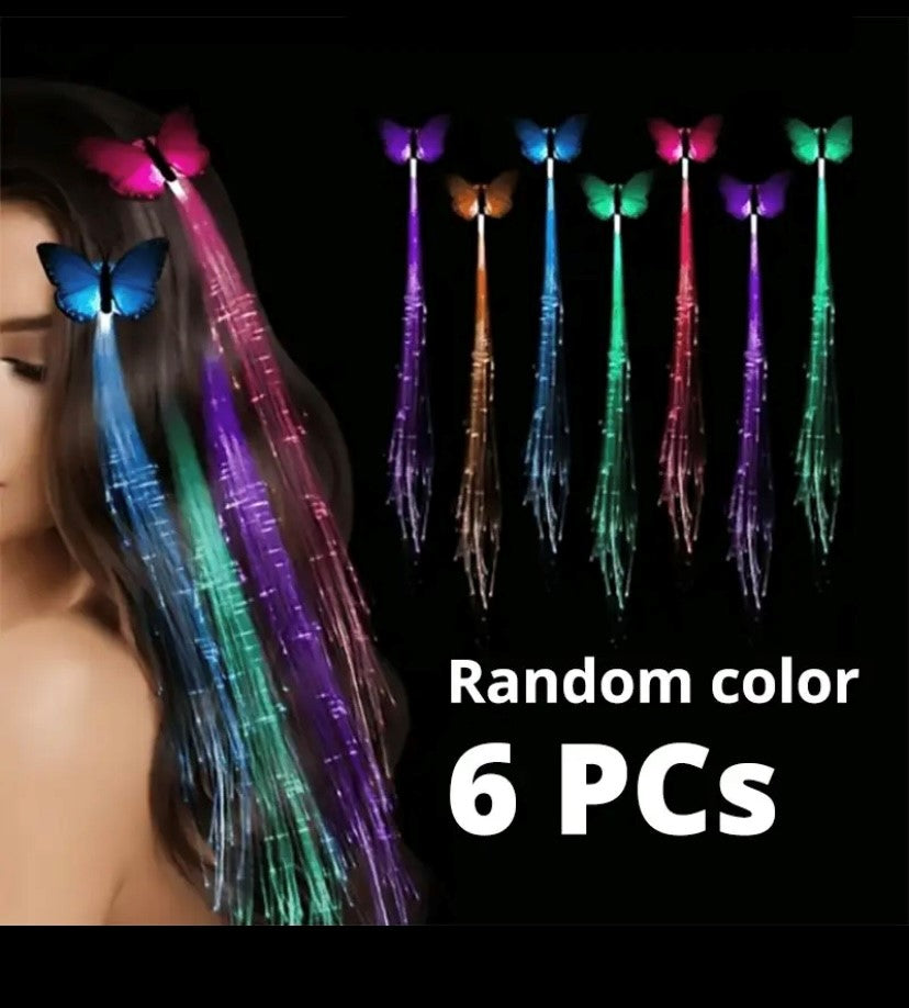 Colorful Luminous LED Butterfly Braids Glitter Fiber Optical Bar Party Prom Hair Band Hair Decoration Supplies