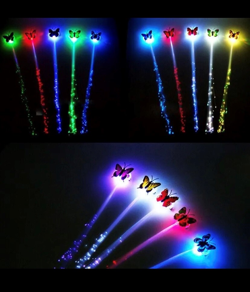 Colorful Luminous LED Butterfly Braids Glitter Fiber Optical Bar Party Prom Hair Band Hair Decoration Supplies 