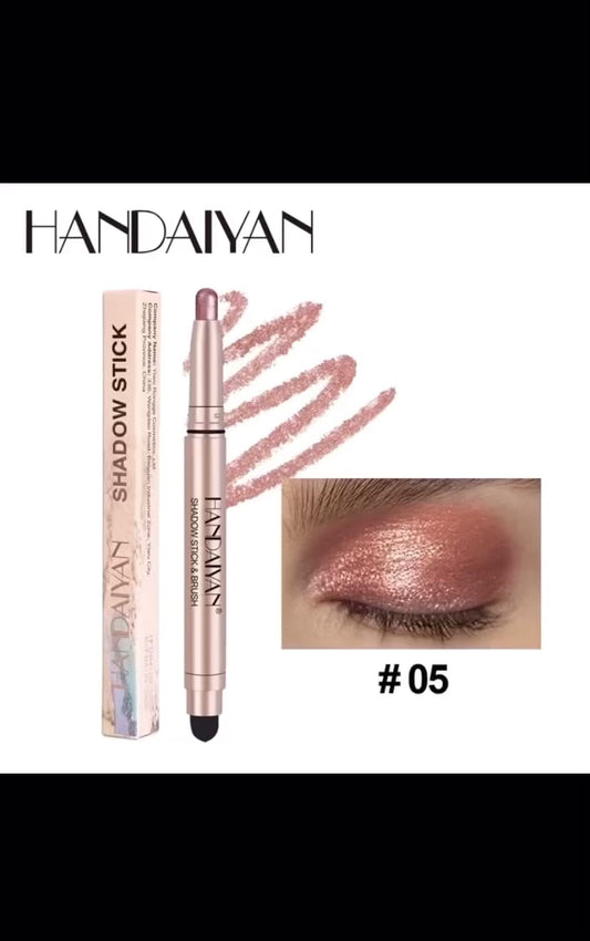 Metallic Double-head Eyeshadow Stick Diamond Shimmer Highlighter Pencil Ultra Pigmented Long Lasting Cream Eye Shadow Sponge Pen 